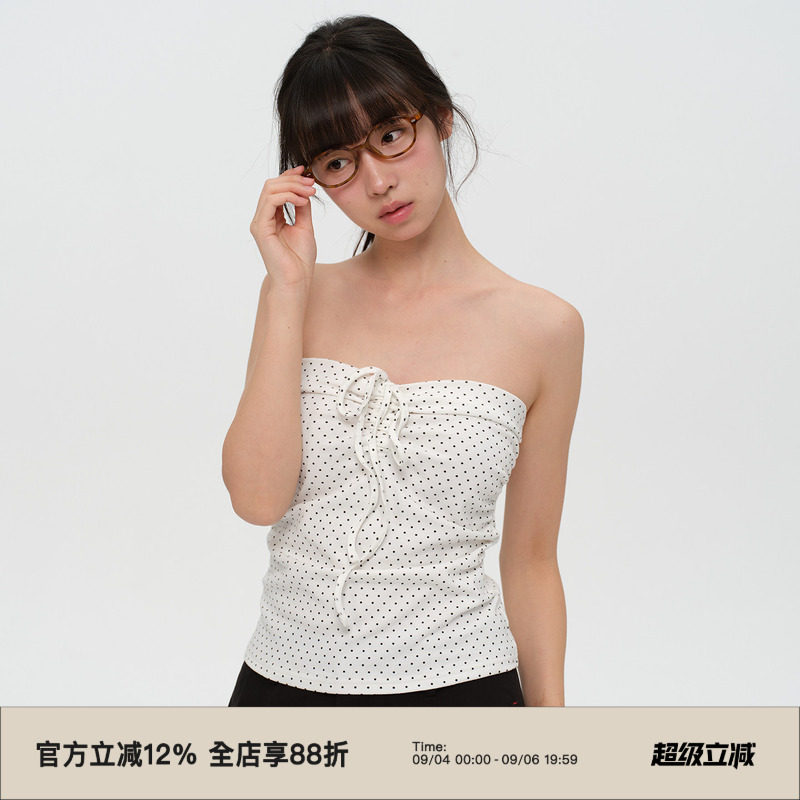 复古挂脖绑带抹胸背心吊带图片