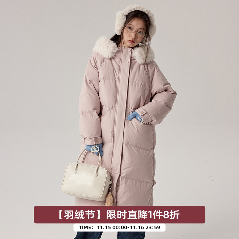 omont蛋挞家通勤长款羽绒服