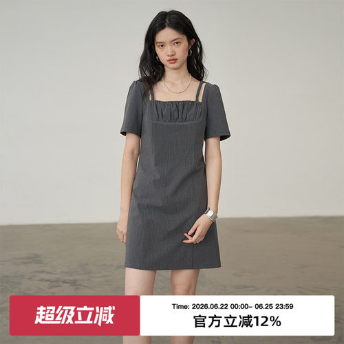 omont复古直筒裙棉直筒修身短裙