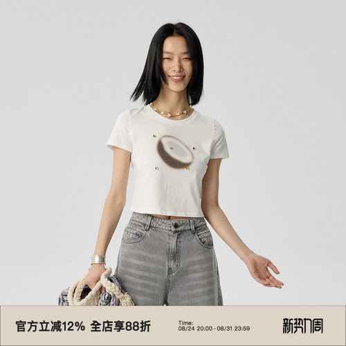 omont蛋挞家短袖水果印花