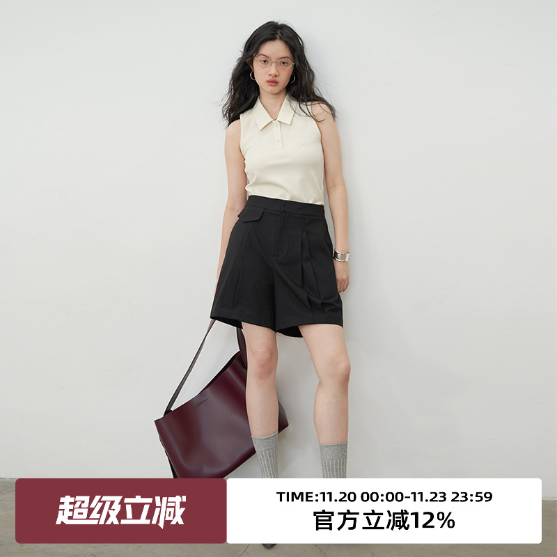 omont高腰复古中裤休闲裤