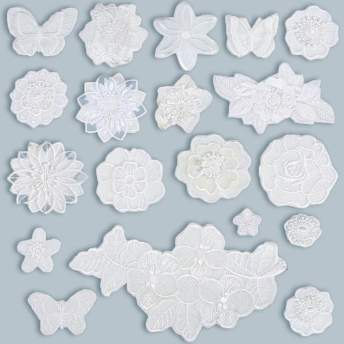 白色破洞贴布无痕刺绣布贴