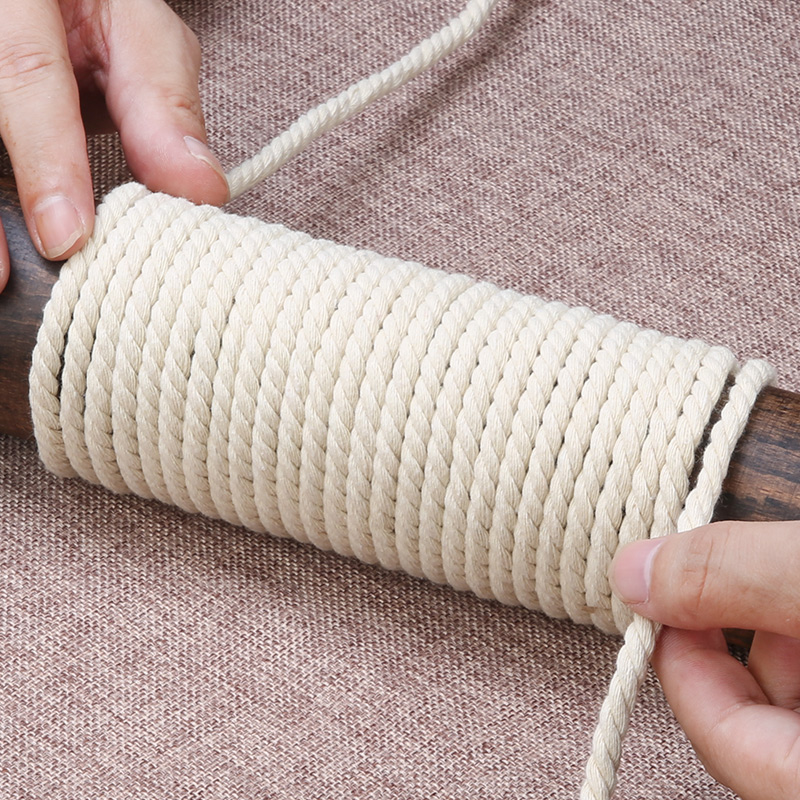 三股DIY手工粗棉绳编织捆绑绳白色吸水麻绳创意装饰材料棉线绳子