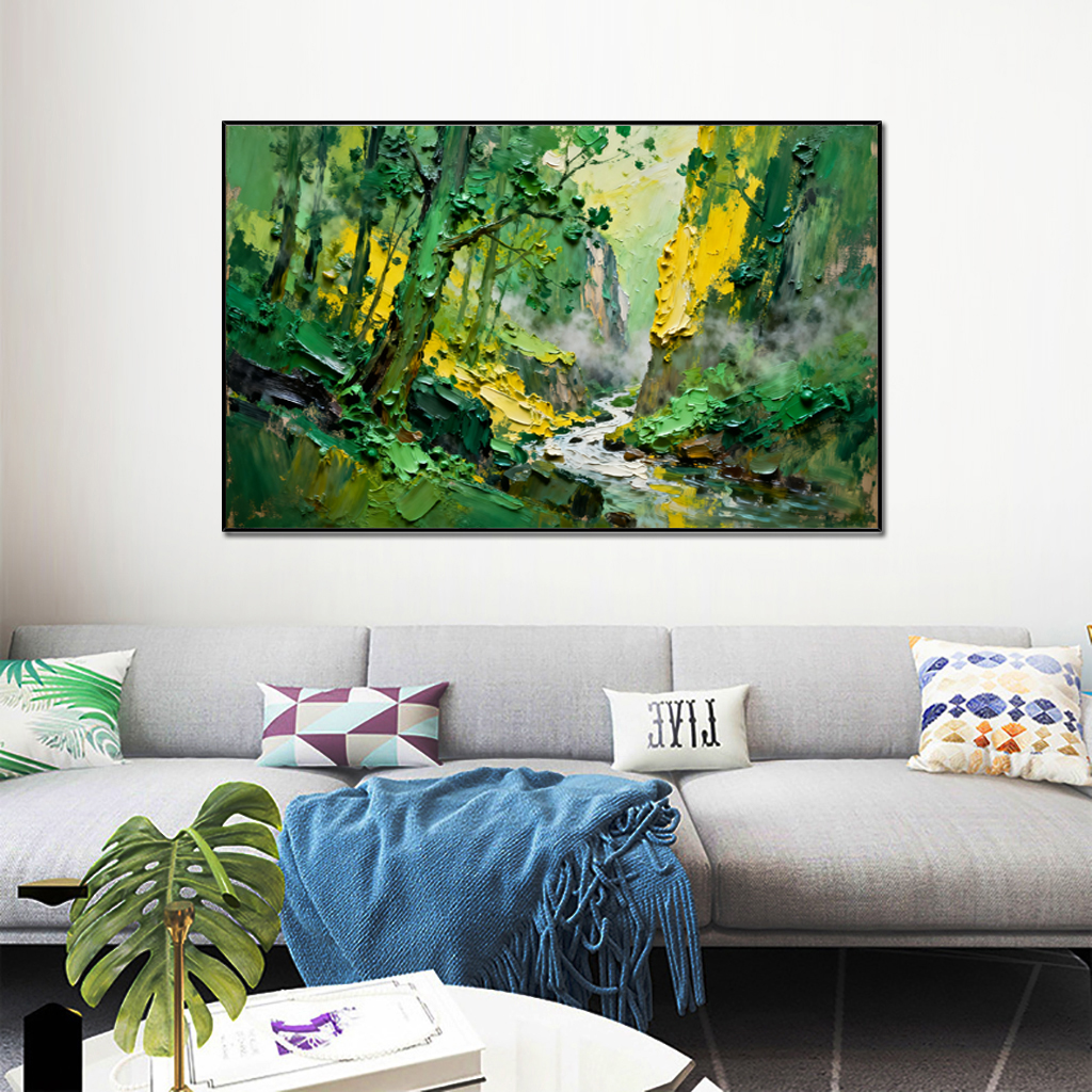 手绘油画侘寂风客厅沙发装饰画玄关抽象立体肌理挂画