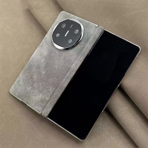 牛仔布皮纹中轴铰链折叠屏手机壳