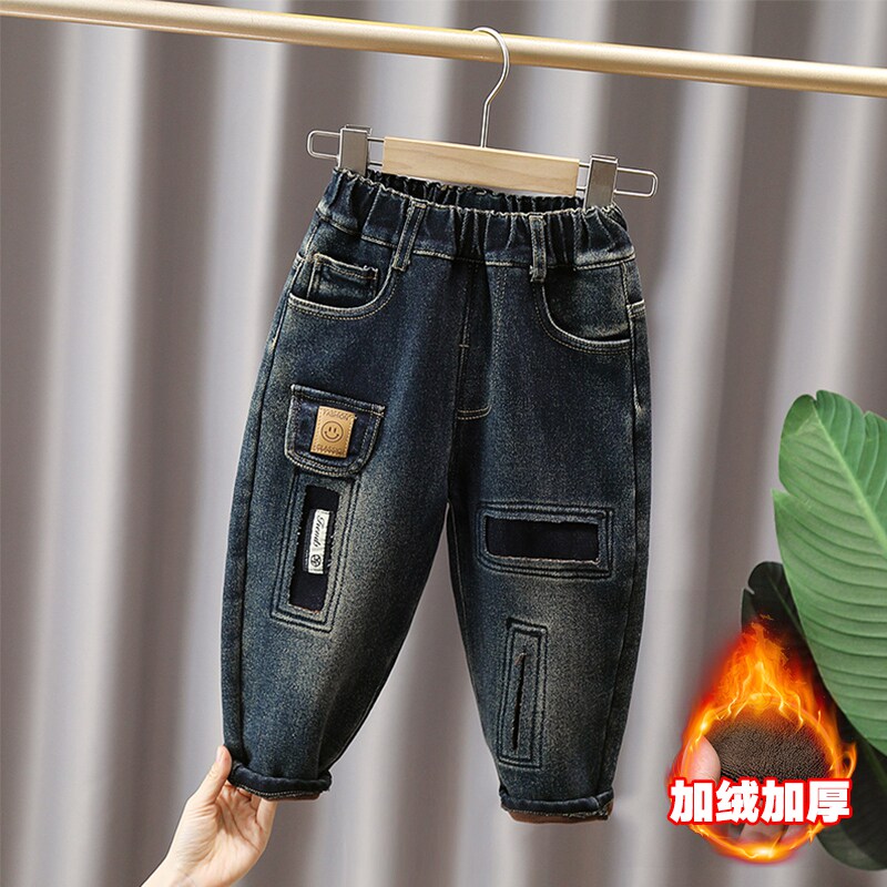 男童秋冬新款加绒牛仔裤