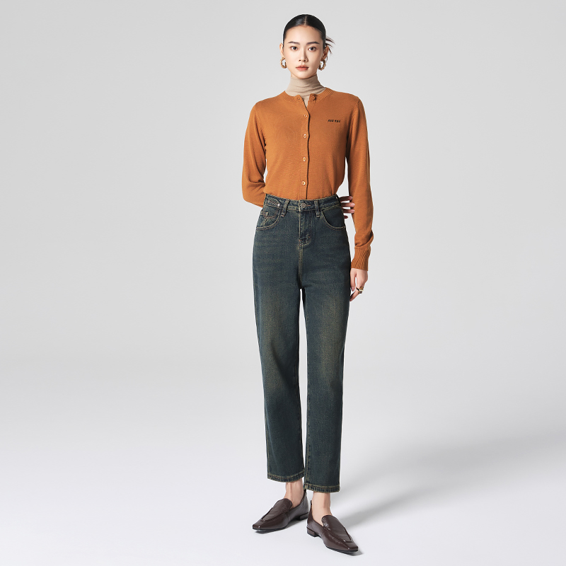 高腰直筒牛仔裤女2024秋季新款