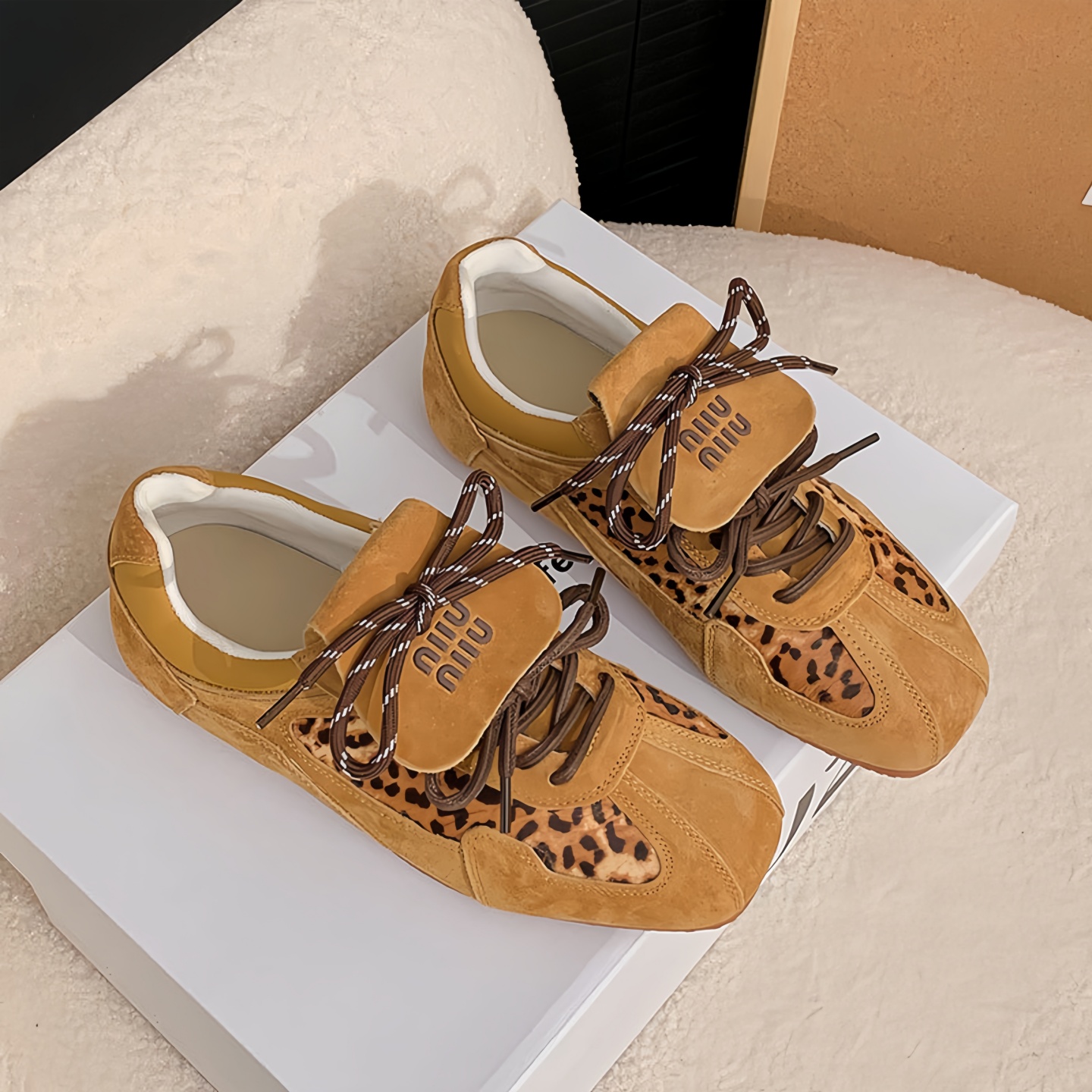 芭蕾风内增高阿甘鞋复古豹纹