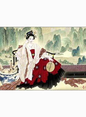 国画人物画高清字画客厅餐厅沙发背景墙墙面贴画挂画美人江山如画