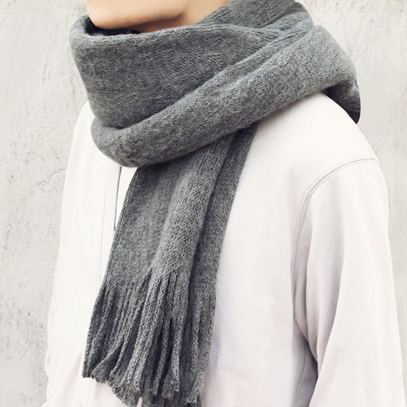 围巾男士秋冬季韩版百搭简约加长2022新款毛线针织学生生日礼物潮