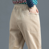 子女秋冬女裤 哈伦裤 新款 冬季 灯芯绒裤 休闲裤 宽松萝卜裤 加绒条绒裤