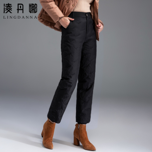 中年妈妈棉裤 中老年羽绒裤 白鸭绒阔腿裤 冬季 女外穿高腰加厚直筒裤