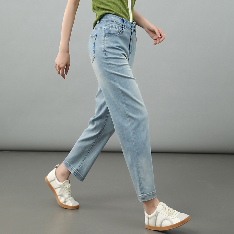 凌丹娜直筒牛仔裤烟管裤女九分裤