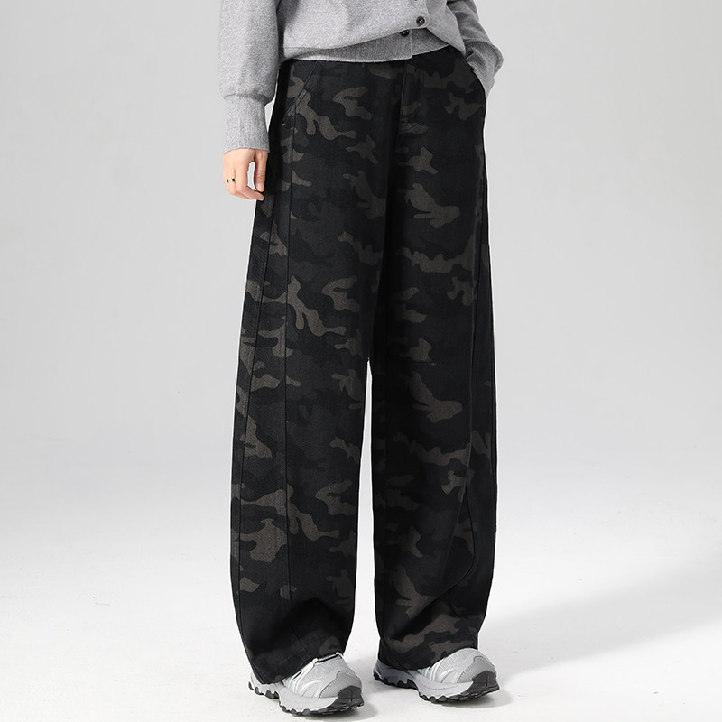 美式复古迷彩工装阔腿牛仔裤女春秋新款宽松高腰香蕉镰刀裤直筒裤,女装/女士精品,牛仔裤,淘宝优惠券,粉丝福利购,淘宝优惠卷