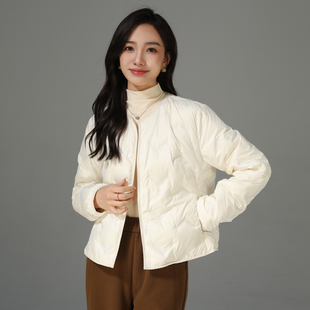 白鸭绒防风保暖内搭设计感加绒外套 新款 轻薄羽绒服女短款 2025冬季
