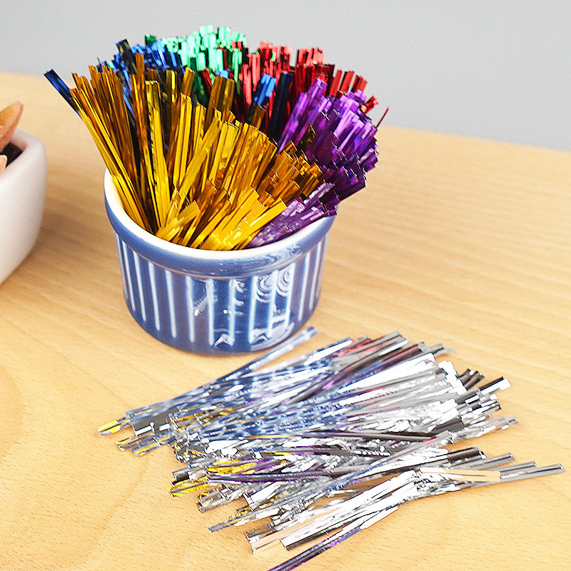 食品塑料袋扎丝扎带 饼干袋蛋糕袋子铁丝扎口带绑绳8cm长800根