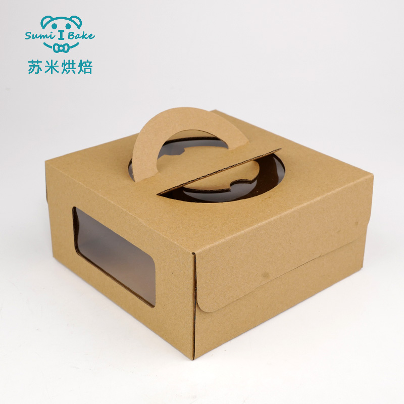 6/8/10寸手提芝士盒生日蛋糕盒牛皮慕斯提拉米苏千层纸盒定制印刷