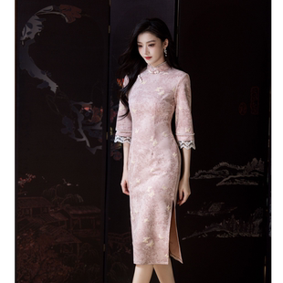 【秋日序】绝美麂皮绒粉色旗袍2025秋季日常倒大袖新中式少女5817