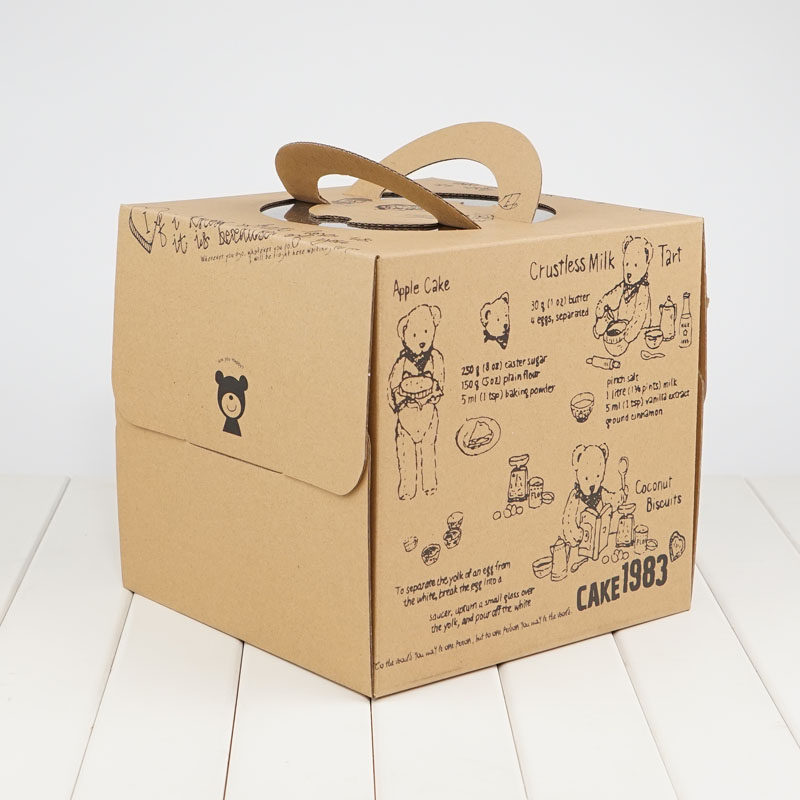 小熊双层加高瓦楞纸盒6/8/10/12/14寸蛋糕西点打包包装纸盒子