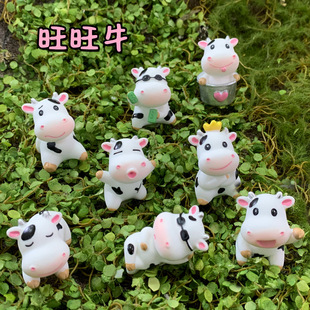 微景观树脂车载饰品盆景可爱奶牛家居动物摆件&5 汽车摆件创意个性