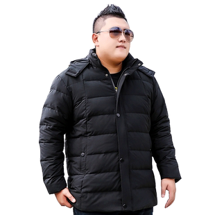 胖无忧加肥加大码男士冬季保暖外套胖子胖人肥佬中长款羽绒服外套