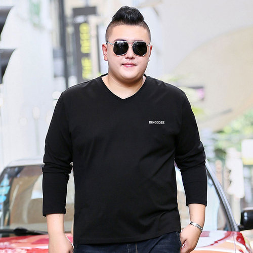 长袖V领肥佬特大码打底衫