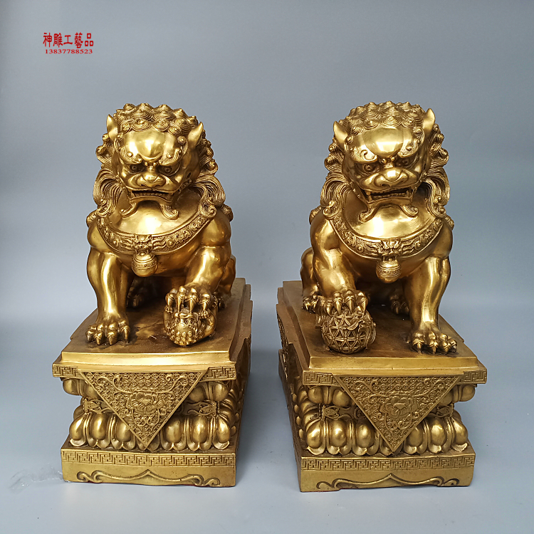 纯铜狮子一对宫门狮北京狮镇宅狮子招财狮摆件故宫狮动物铜像定做