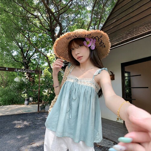 法式蕾丝拼接吊带背心女夏季新款