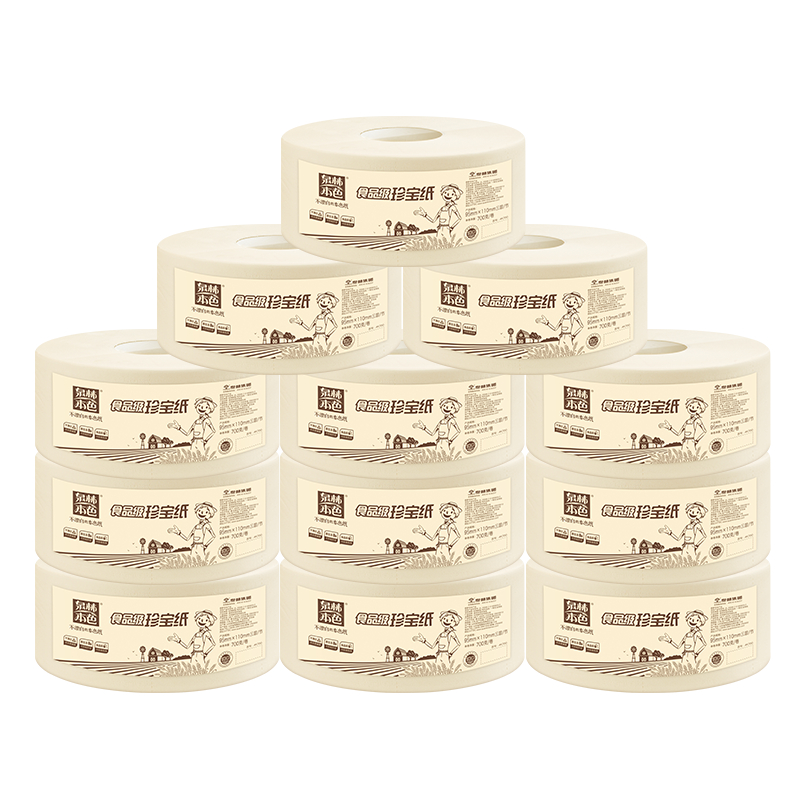 泉林本色卷纸本色纸大盘商务团购卫生纸3层700克*12卷(整箱销售)