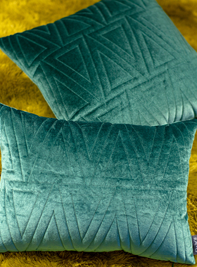 样板房客厅沙发床头靠垫抱枕套北欧丝绒几何刺绣靠包靠枕腰枕含芯