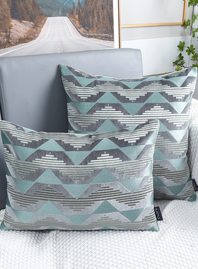 抱枕靠垫客厅沙发靠枕丝绒刺绣腰靠样板间靠包灰色办公室座椅腰枕