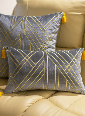 抱枕靠垫客厅北欧风格丝绒刺绣床头沙发靠枕办公室座椅腰靠腰枕套