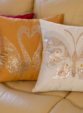 新中式抱枕样板房客厅沙发靠垫靠包床头腰靠枕轻奢刺绣方枕不含芯