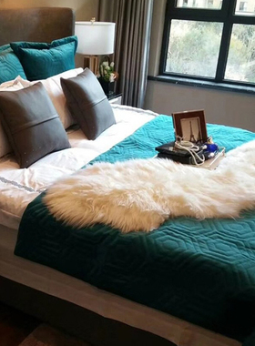 北欧轻奢沙发床盖毯午睡毯搭毯子刺绣酒店美式床旗床搭夹棉床尾毯