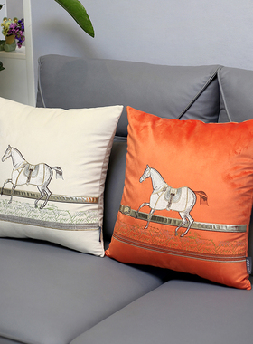 北欧抱枕套靠垫马美式客厅办公室轻奢高档沙发橙橘黄色样板间腰枕