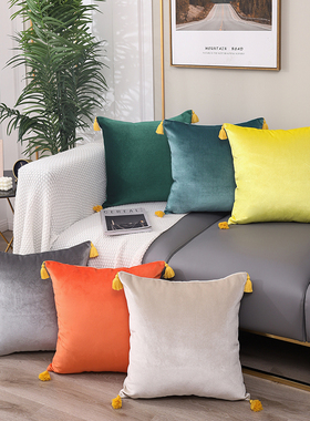 抱枕靠垫客厅沙发靠枕丝绒纯色床头靠包家用方枕座椅腰垫腰靠腰枕