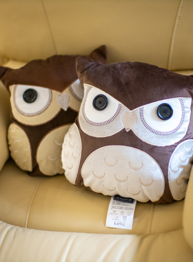 RAMS美式儿童样板房沙发卧室床上抱枕田园刺绣猫头鹰靠垫靠包含芯