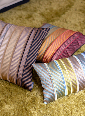 RAMS抱枕几何靠垫刺绣靠枕样板房客厅沙发靠包长方形腰枕腰靠含芯