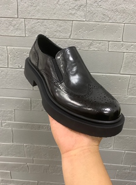 2025新款男真皮英伦低帮商务皮鞋布洛克雕花休闲乐福鞋尖头潮鞋男