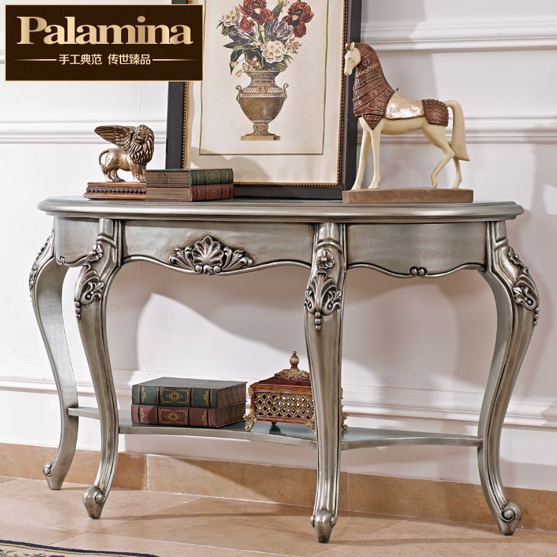 帕拉美娜玄关桌欧式背银色实木桌