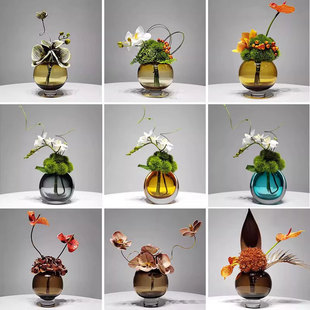 轻奢水晶花瓶仿真花艺茶几高端仿生假花绿植桌面卫生间洗漱台摆件