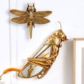 轻奢复古仿真燕子蝗虫昆虫模型壁饰创意挂件法式 金色客厅墙面装 饰