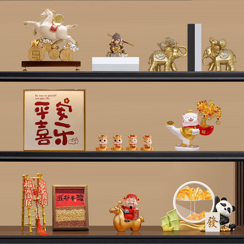 马年春节新年生肖马吉祥物中式电视柜桌面搬家招财熊猫流沙画摆件,家居饰品,装饰摆件,淘宝优惠券,粉丝福利购,淘宝优惠卷