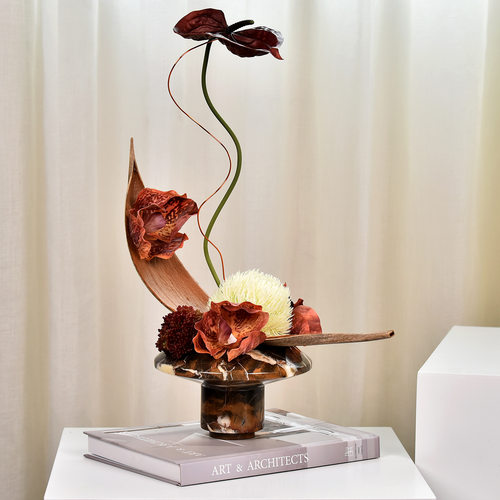 新中式桌面大理石花器仿真花艺