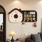 侘寂风入户玄关装 饰画挂钩钥匙挂架创意挂钟民宿客厅钟表家用挂表