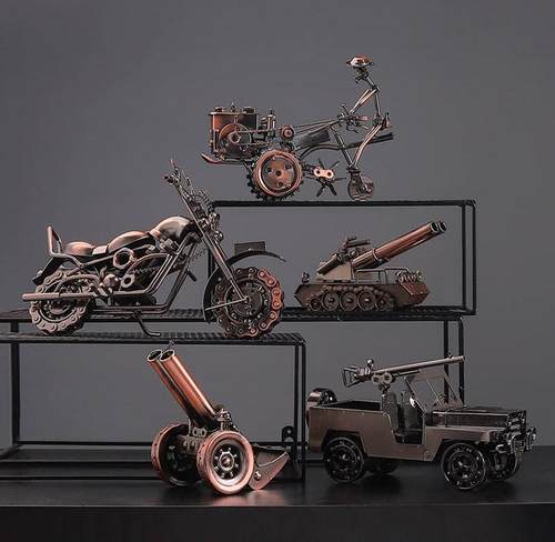 复古铁艺摩托车汽车金属模型摆设创意家居桌面装饰品酒柜书架摆件-封面