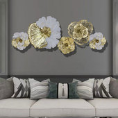 客厅铁艺花朵壁挂卧室床头轻奢牡丹花装 饰 饰挂件电视沙发背景墙装