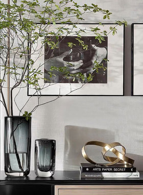 北欧极简灰色水晶花瓶餐桌摆件