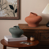 中式 美学侘寂风花瓶国风大肚粗陶手工花器民宿酒店高级感陶罐摆件