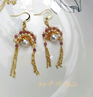 刀马旦天然淡水珍珠手工耳环14k包保色持久防过敏手工耳环